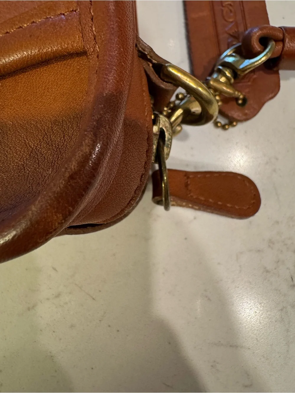 Coach Tan Leather Messenger Crossbody
